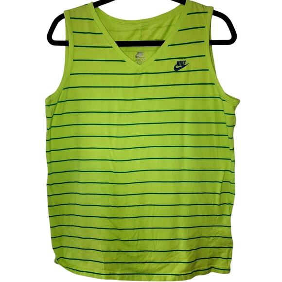Nike Tops - Nike Sportswear Sleeveless Lime Green Dark Green Stripes Xl